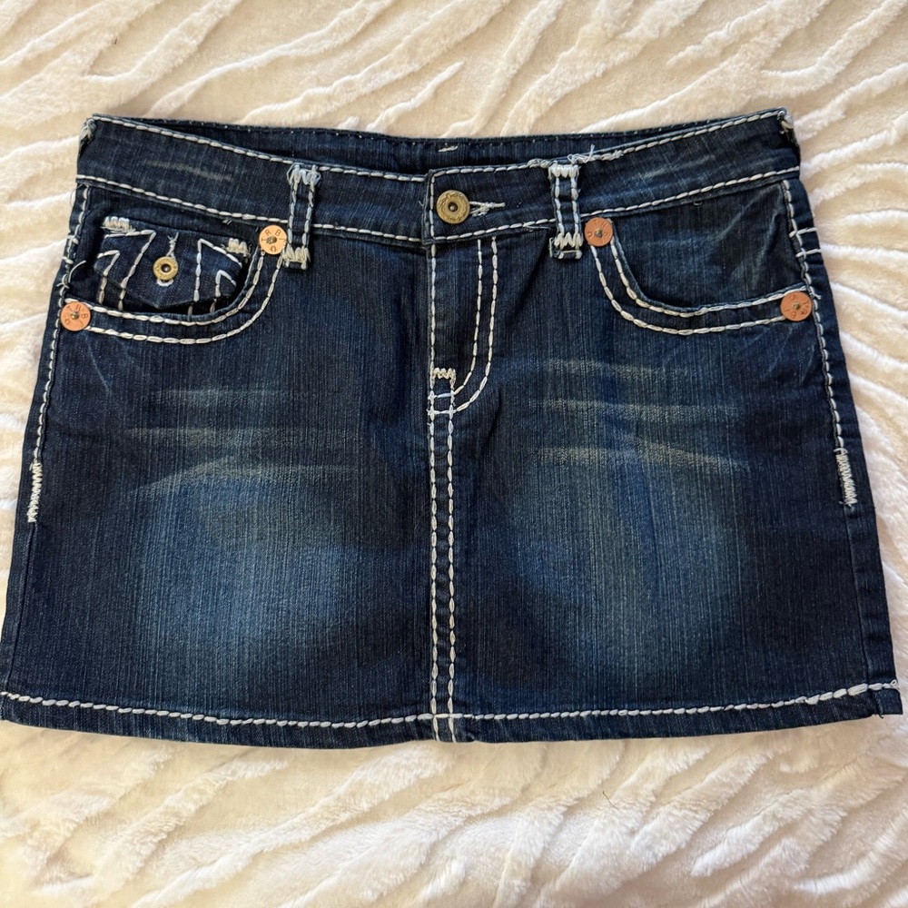 True Religion Dark Blue Denim Mini Skirt